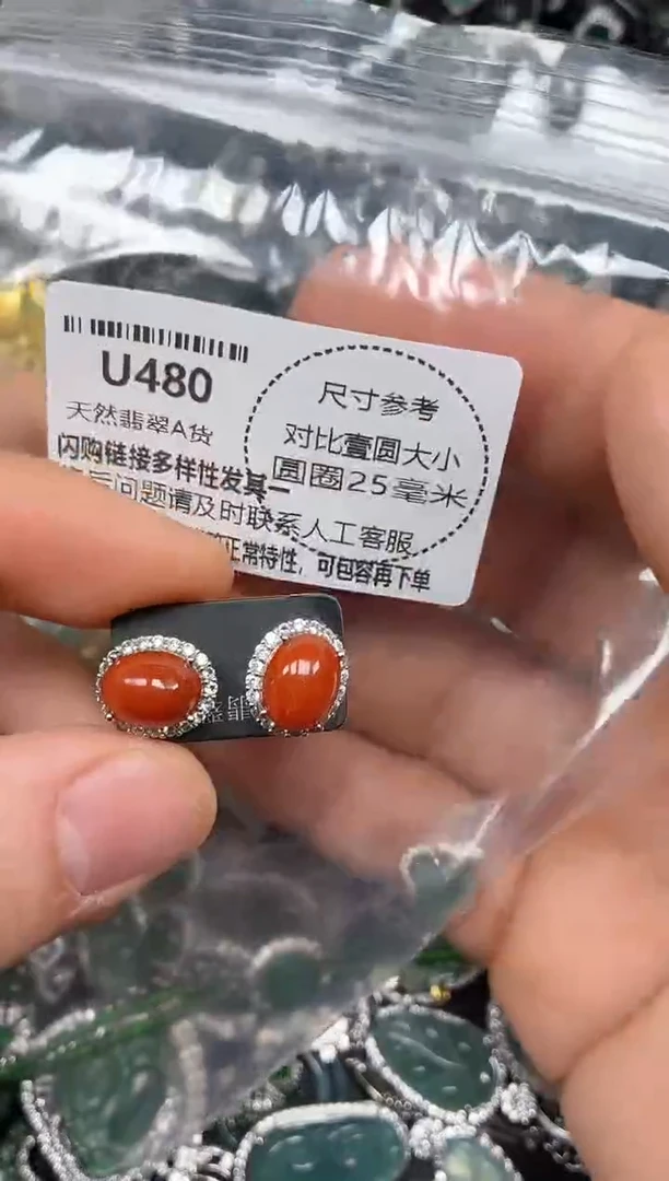 颈饰未镶嵌翡翠U480耳钉