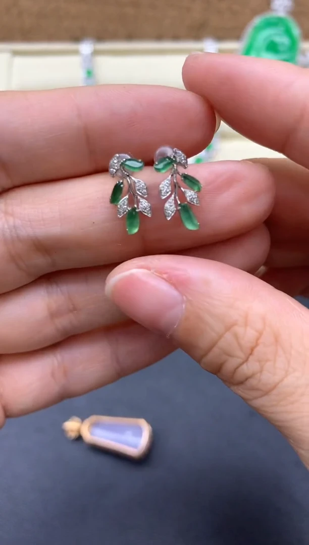 【闪购商品】翡翠耳饰18K金镶嵌327-中国好珍宝