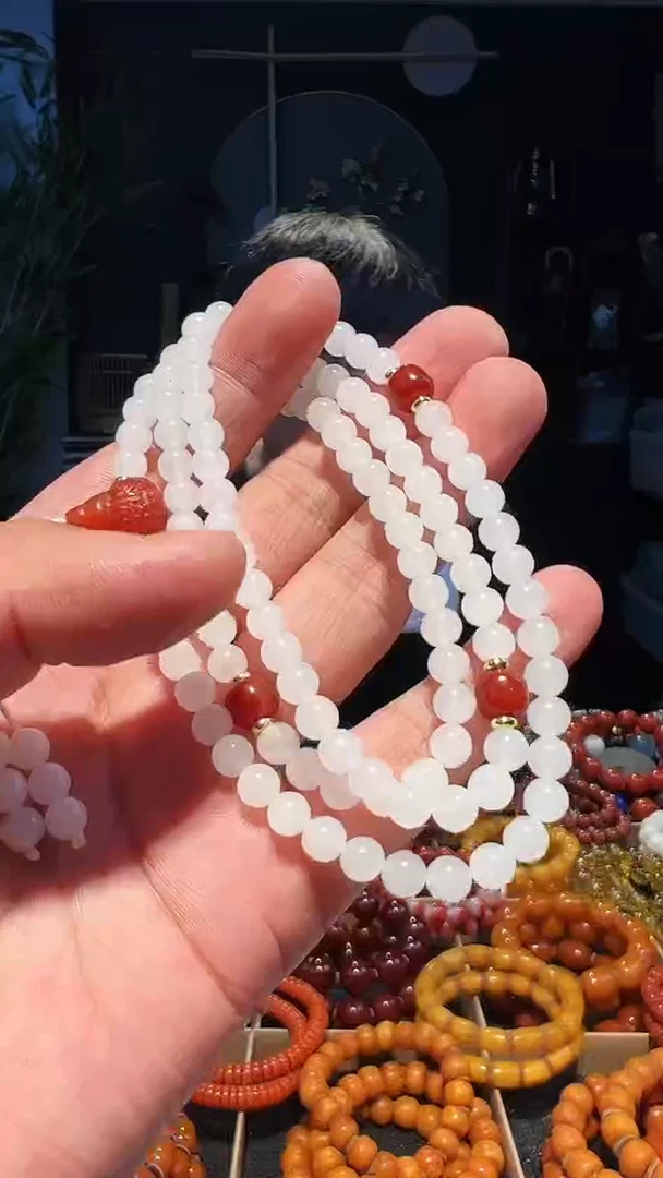 【闪购商品】和田玉手串未镶嵌6+精圆108-黑