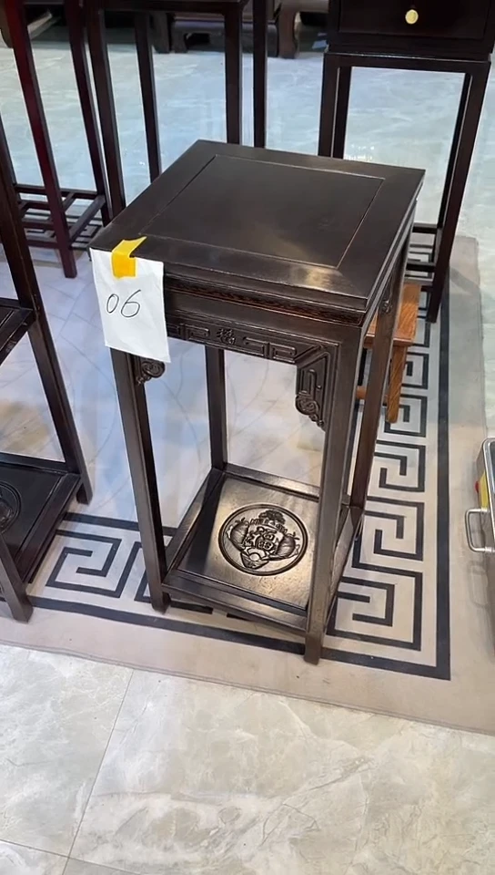 【闪购商品】黑酸枝木类成套家具黑檀色福字花架35*35*80