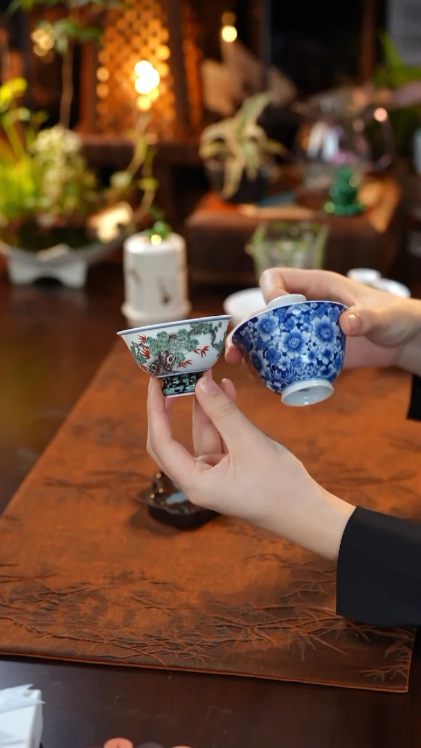 【星星专属】万花盖碗+古彩杯