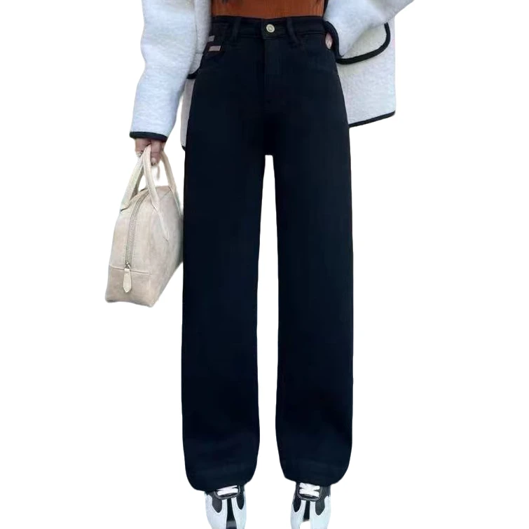 小施家时尚加绒直筒牛仔裤181