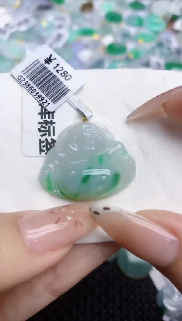 翡翠18K金镶嵌颈饰214   天然翡翠A货