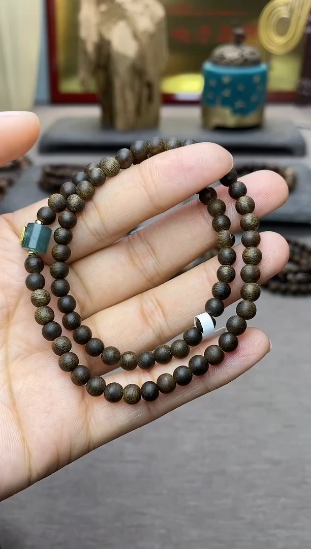 【闪购商品】沉香手串越南富森红土沉水04双圈配饰设计