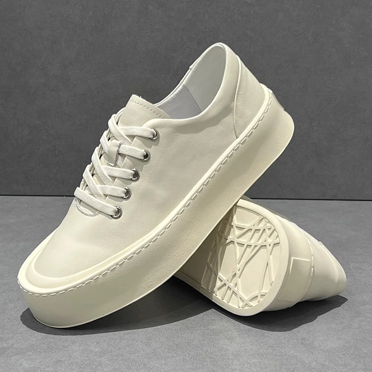 秋季2025新款男鞋皮面休闲男鞋简约透气板鞋高级感百搭男士小白鞋