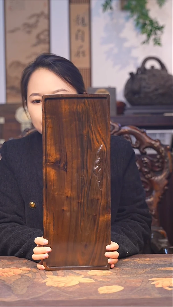 金丝楠小叶桢楠【46】纯手工 整板精雕 大漆干料茶盘