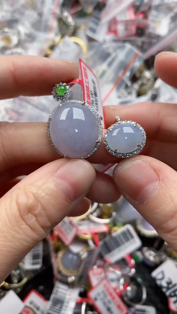 银S925镶嵌戒指翡翠4444----8