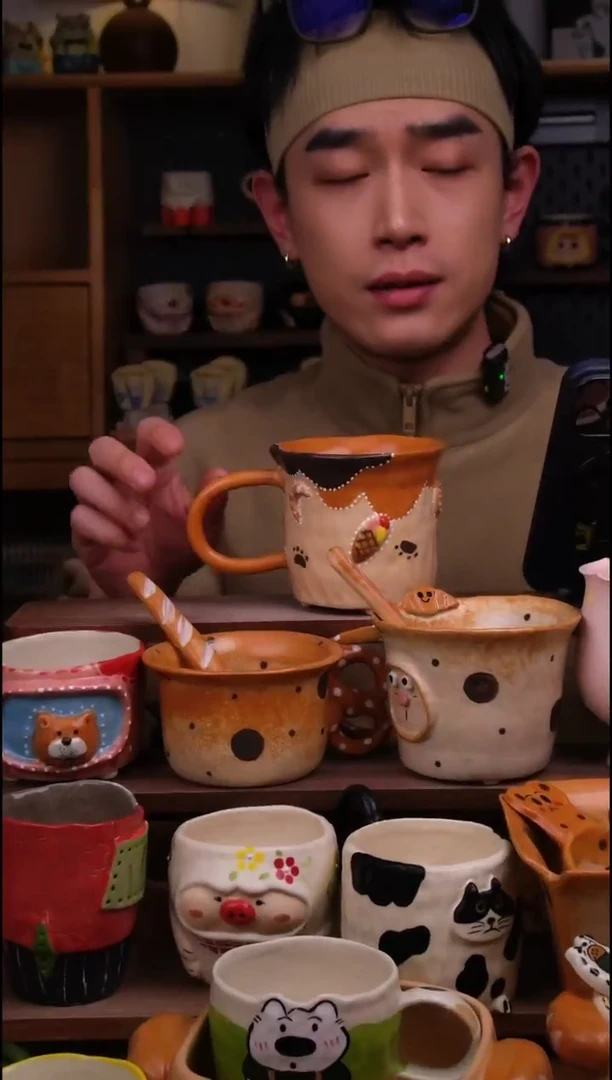 杯子陶景德镇可爱设计师款陶瓷