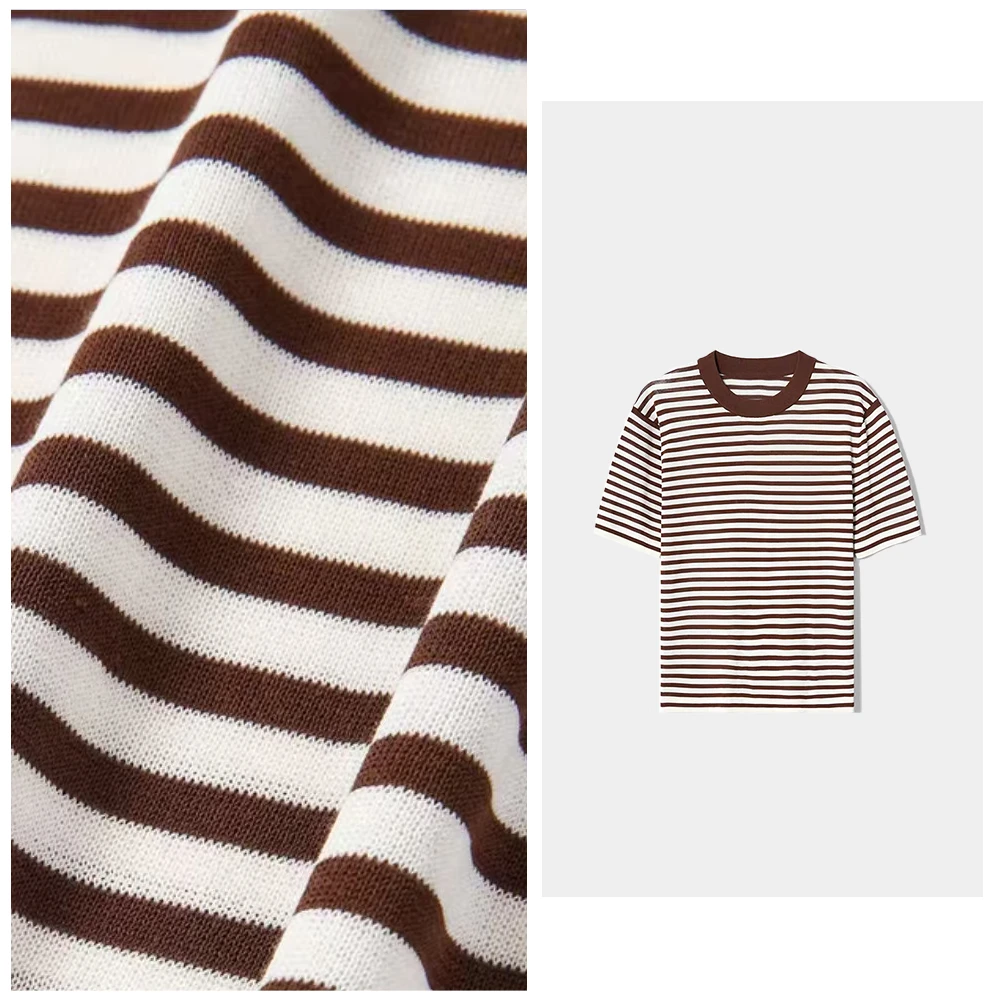 条纹控  |  羊毛+天丝 百搭短袖圆领条纹T恤770696