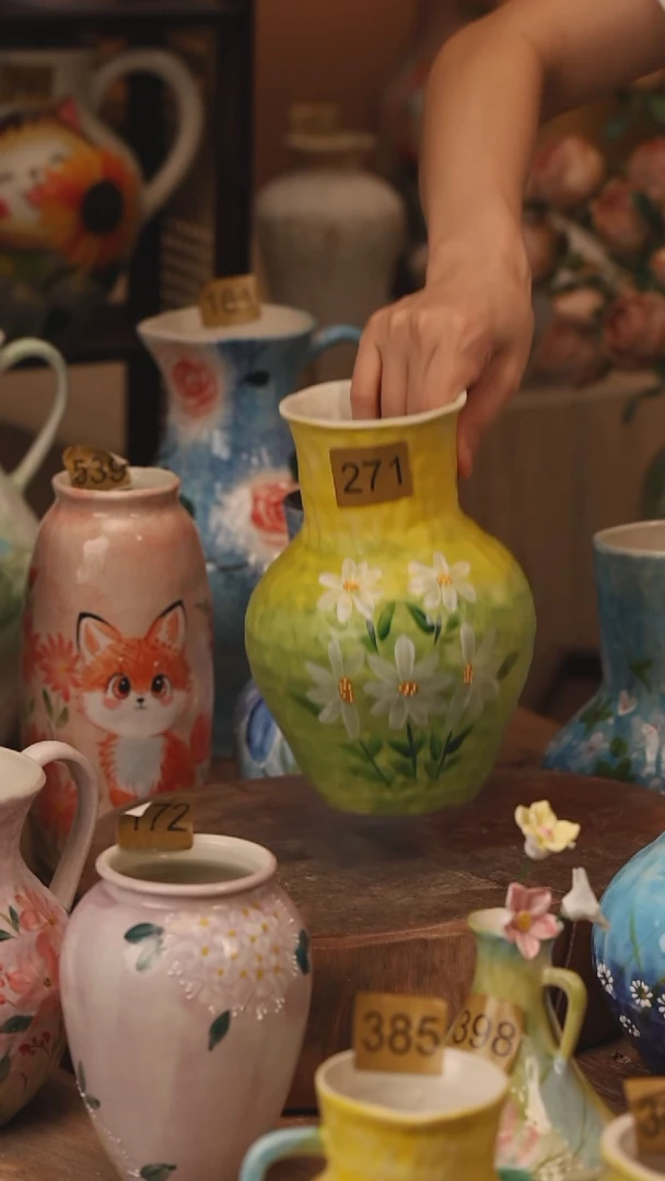 陶瓷271景德镇设计师手作花器摆件侘寂风