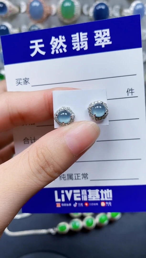 翡翠银S925镶嵌耳饰121