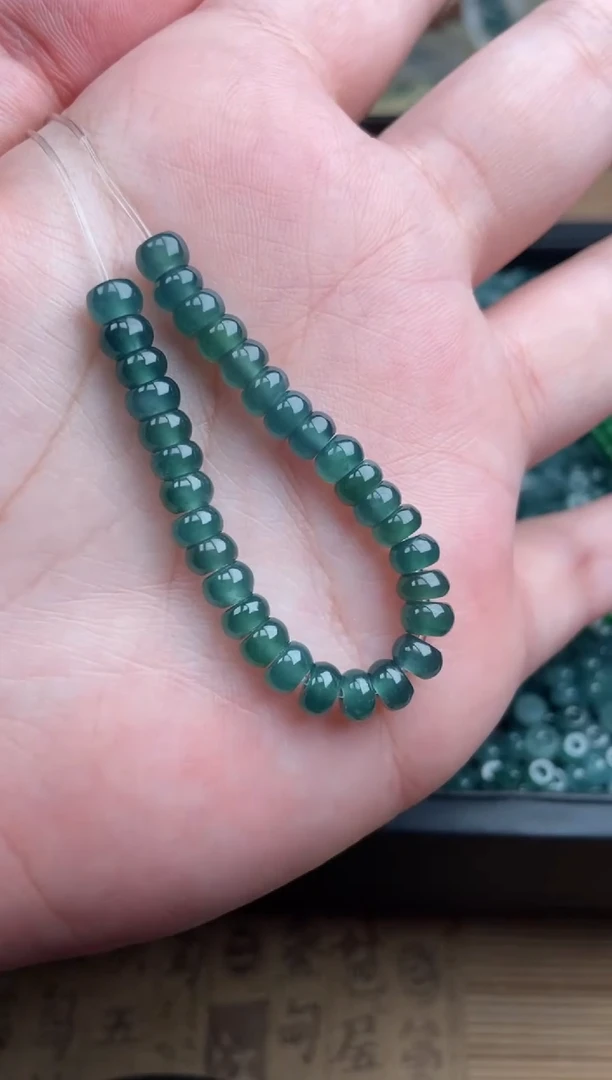 【闪购商品】翡翠手链未镶嵌算盘珠深色