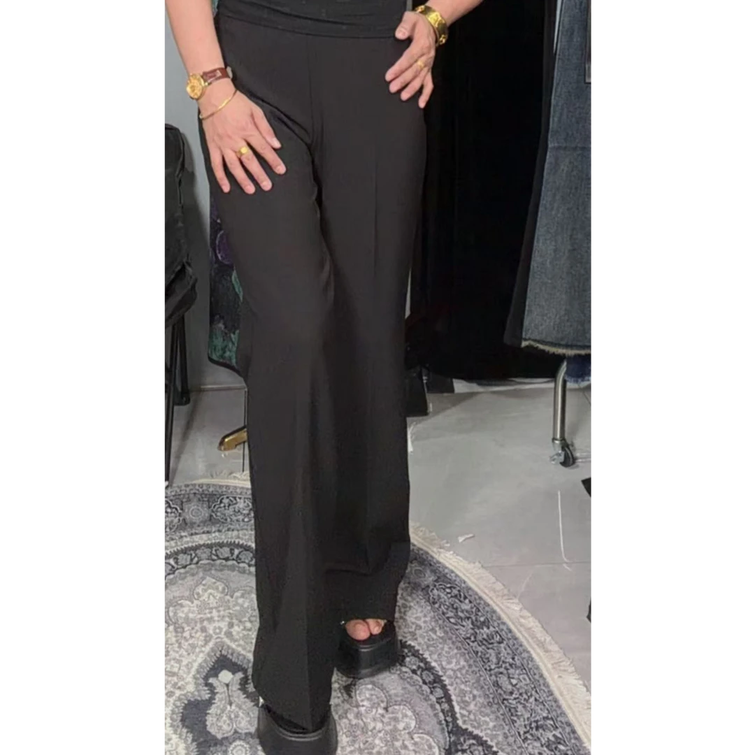 网红爆款黑色西装直筒裤