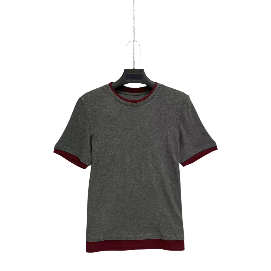 5818  拼接袖  假两件  休闲  舒适  简约  时尚  T恤