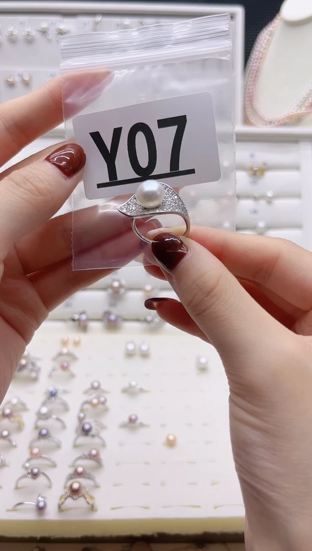 银S925镶嵌珠宝奇石淡水珍珠小*金Y07