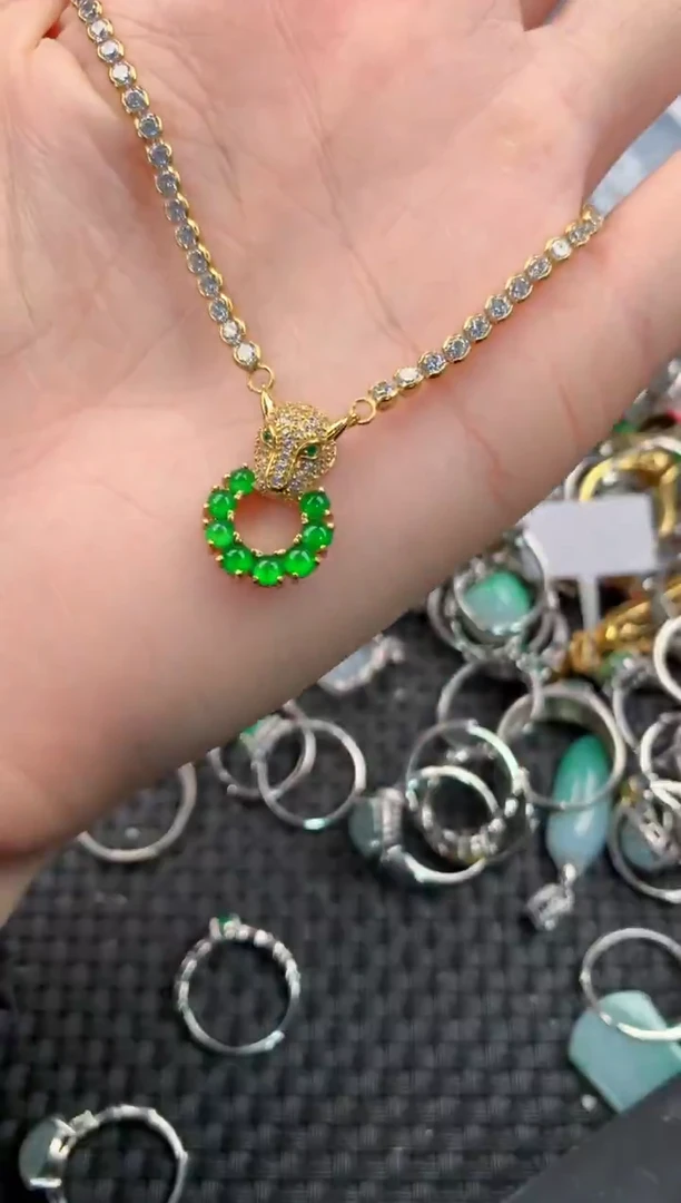 银S925镶嵌戒指翡翠555   5