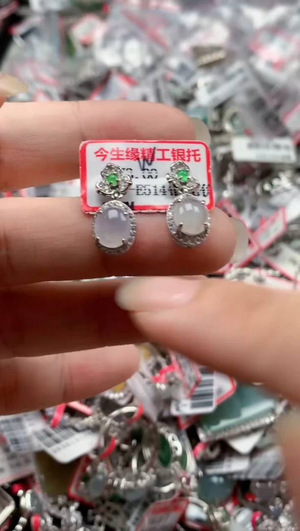 银S925镶嵌戒指翡翠天然A货缅甸翡翠