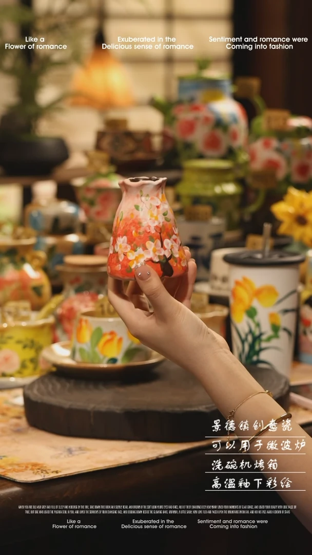 陶瓷景德镇高温釉下彩绘设计师款式