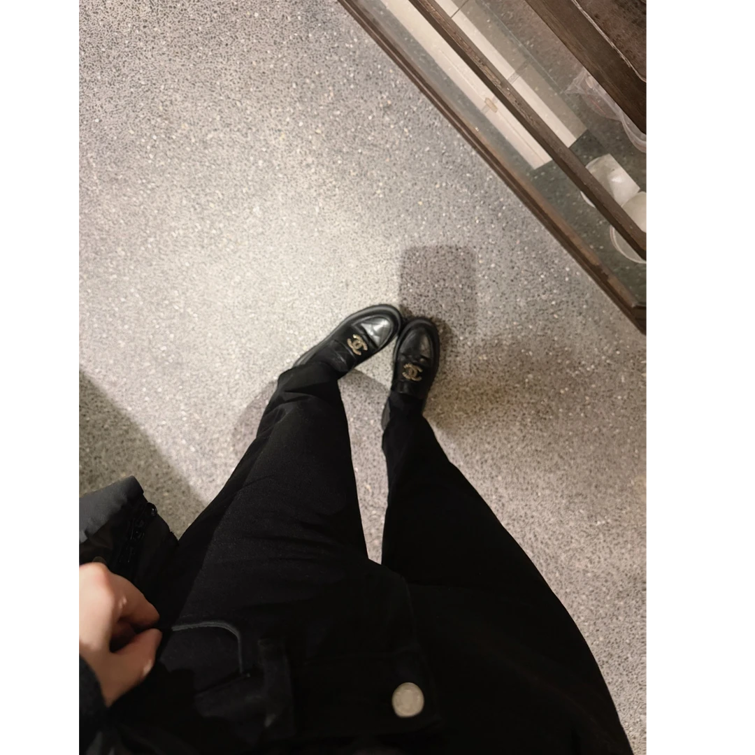 syna希娜 谱写优雅 黑色修身显瘦牛仔九分烟管裤