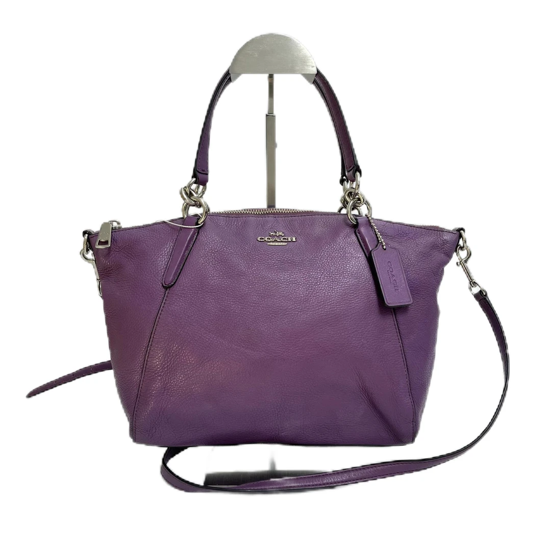 95新 COACH/蔻驰 紫薯紫全皮单肩手提斜挎饺子包 SH-3609-A-