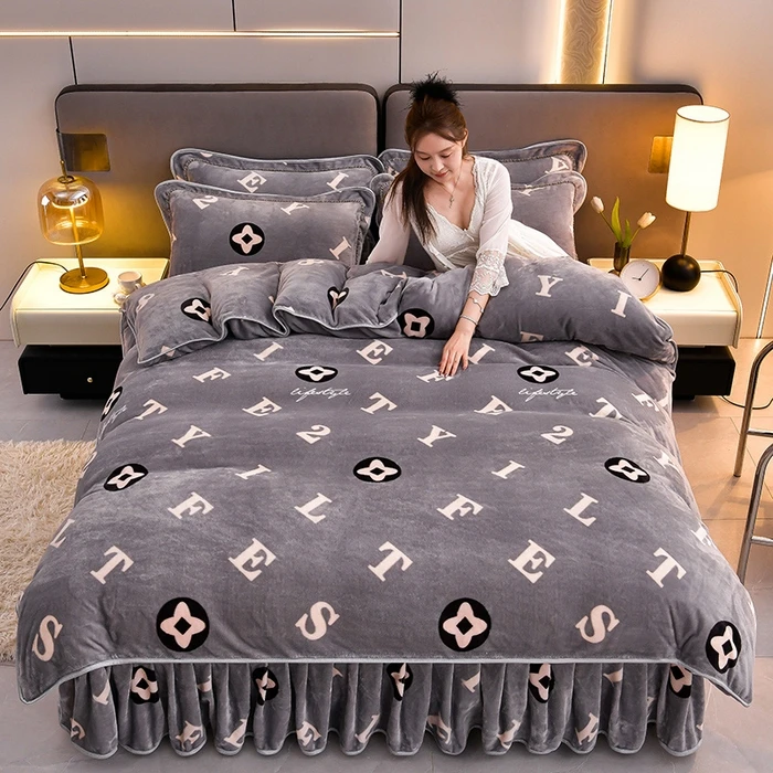 【西藏包邮】秋冬加厚牛奶绒三件套双面绒被套单人学生三件套