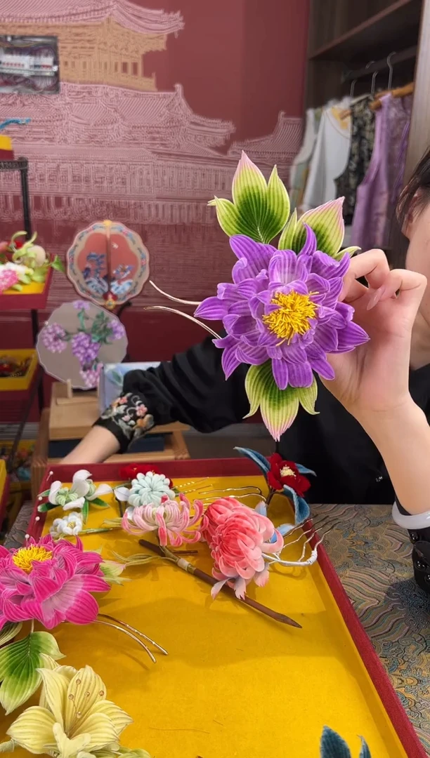 【闪购商品】刺绣非遗绒花（发饰）
