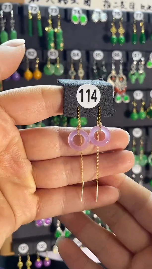 【闪购商品】翡翠耳饰银S925镶嵌老114