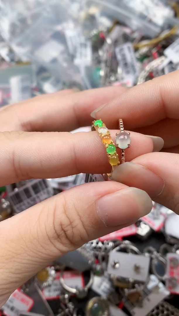 银S925镶嵌戒指翡翠天然A货缅甸翡翠