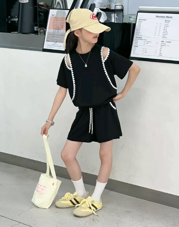 【品质款】女童夏季薄款短袖短裤套装2025新款中大童女孩夏款套装潮
