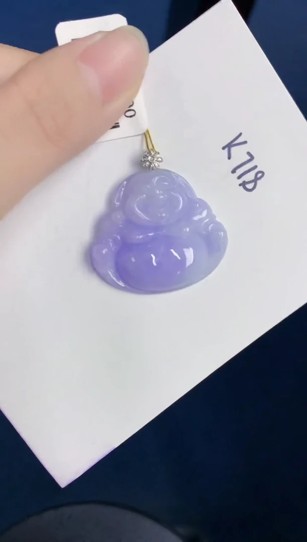 颈饰18K金镶嵌翡翠天然翡翠缅甸A货