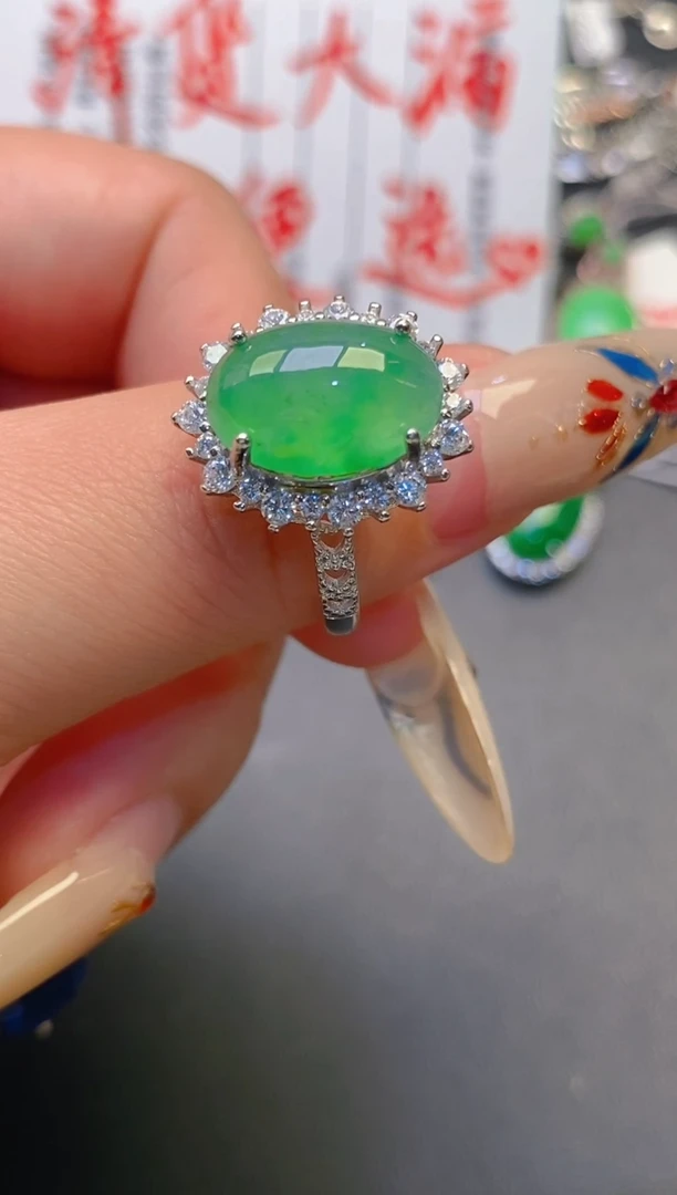 【闪购商品】翡翠耳饰银S925镶嵌天然A货翡翠1