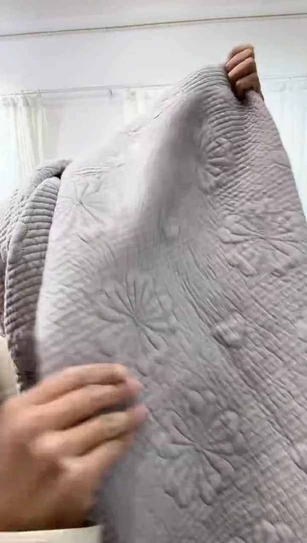 棉250*270纯棉灰色床盖145号微瑕