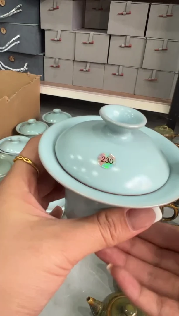 杯仿古两才马蹄盖碗大瑕大瑕230