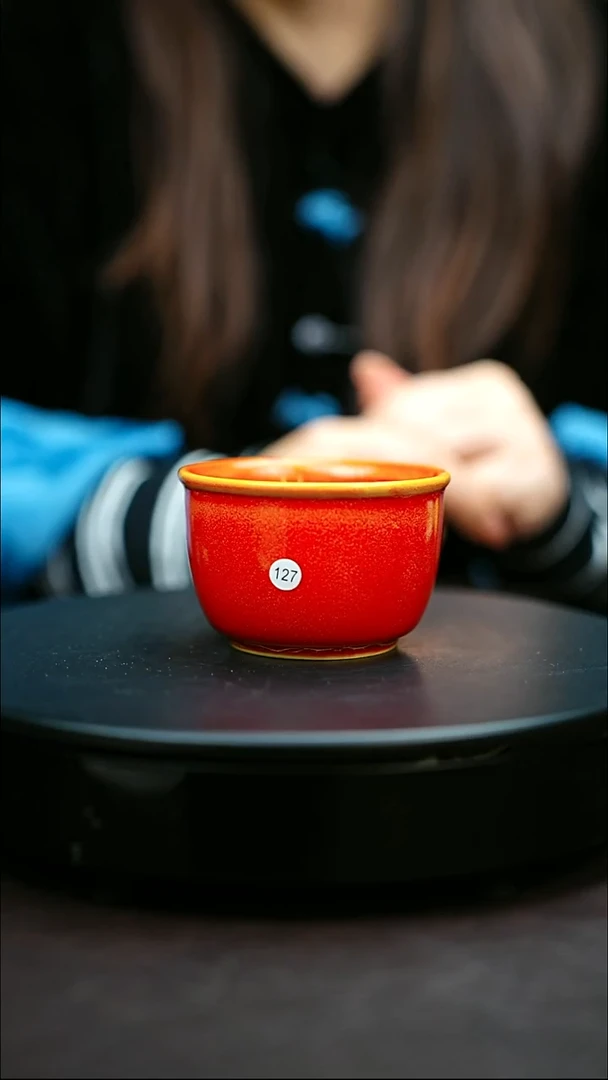 127#原矿钧瓷炉钧釉橘皮主人杯