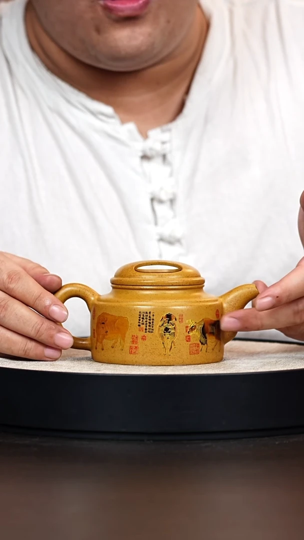 茶壶紫砂牛盖德中 龙骨金沙 五牛