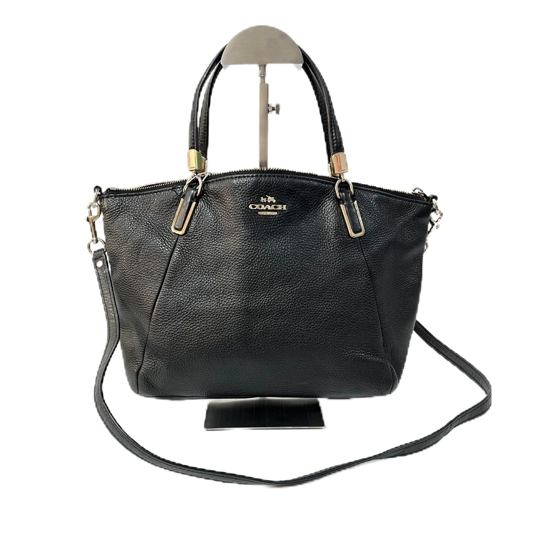 95新 COACH/蔻驰 黑色全皮单肩斜挎饺子包 SH-3897-A