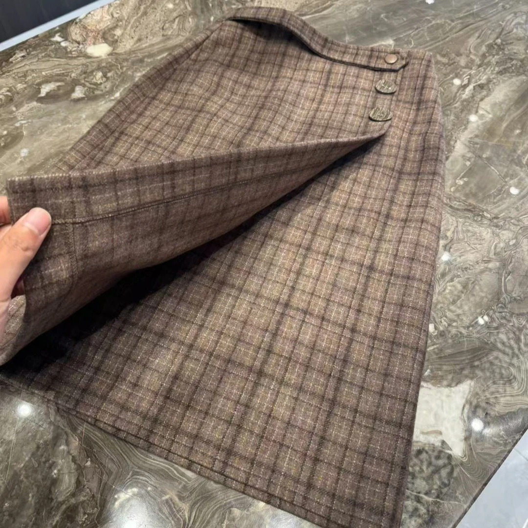 休闲高腰格子半身裙72883