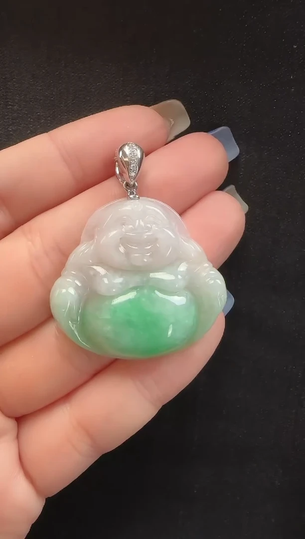 颈饰18K金镶嵌翡翠016玉佛一个