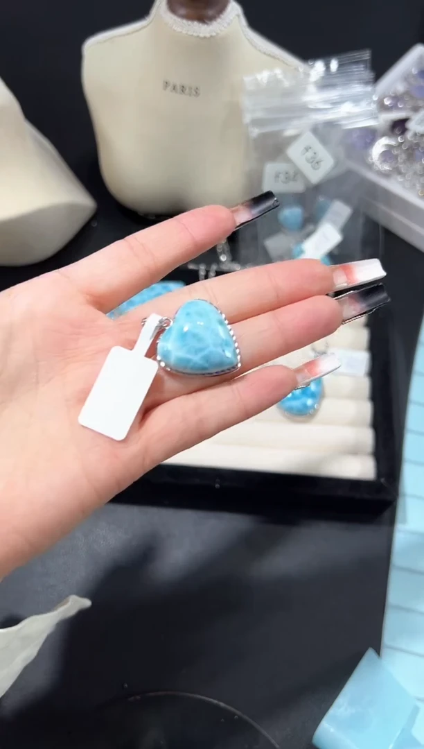 银S925镶嵌针钠钙石（海纹石）吊坠(不含链)37f多样性发其一【1个】