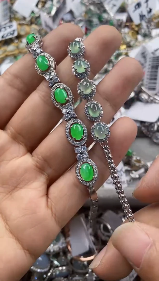 银S925镶嵌戒指翡翠2222----10