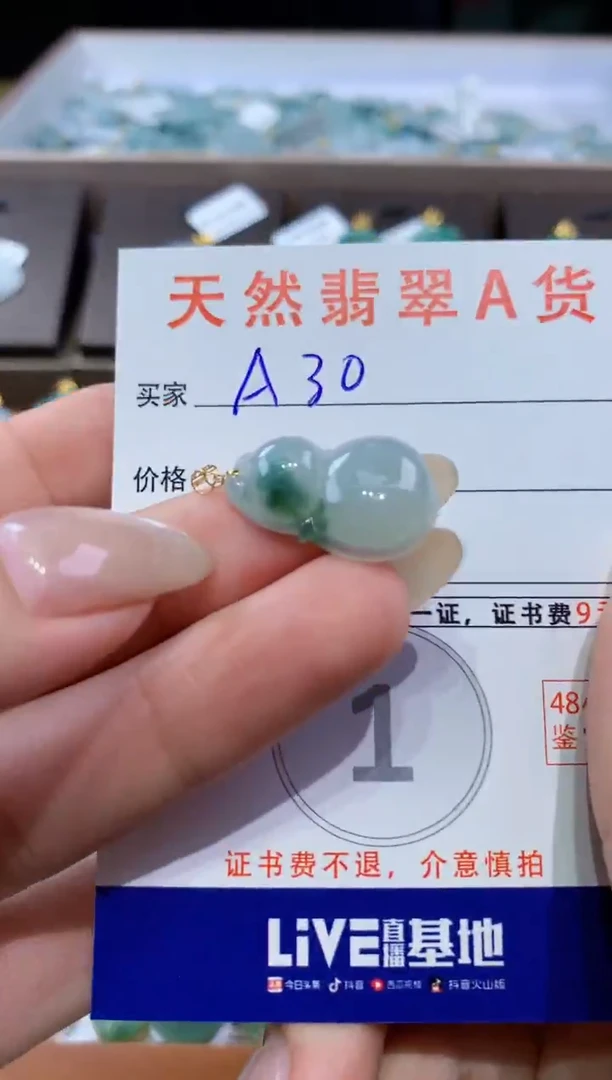 颈饰18K金镶嵌翡翠天然翡翠A货挂件