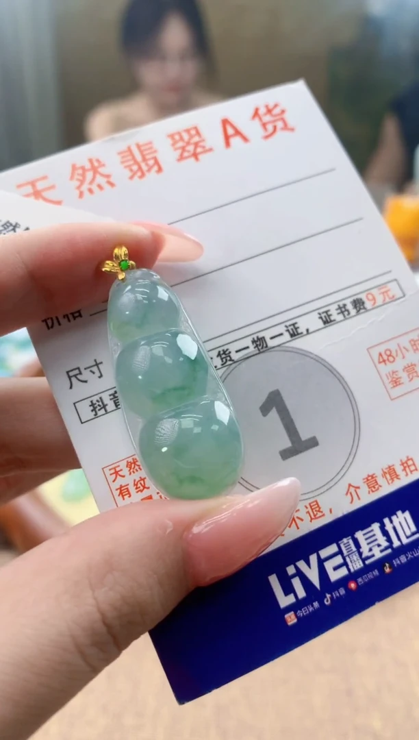 颈饰18K金镶嵌翡翠天然A货翡翠挂件