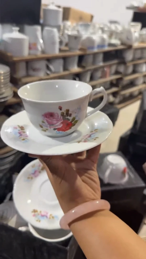 摆件老仓库出口一杯一碟微瑕请慎拍