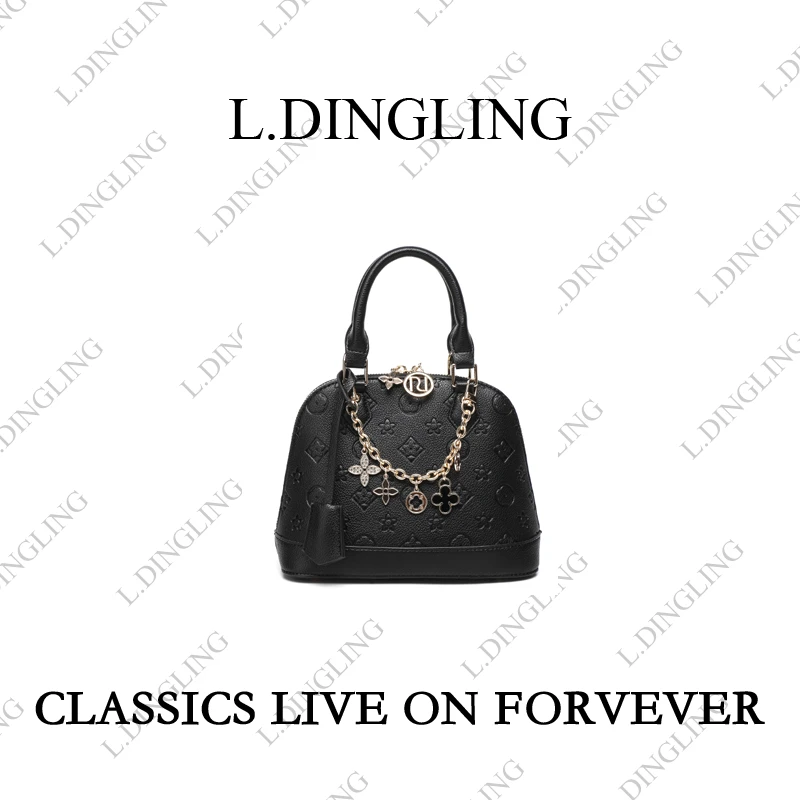 【L.DINGLING】轻奢压花贝壳包小号CK25951A黑色