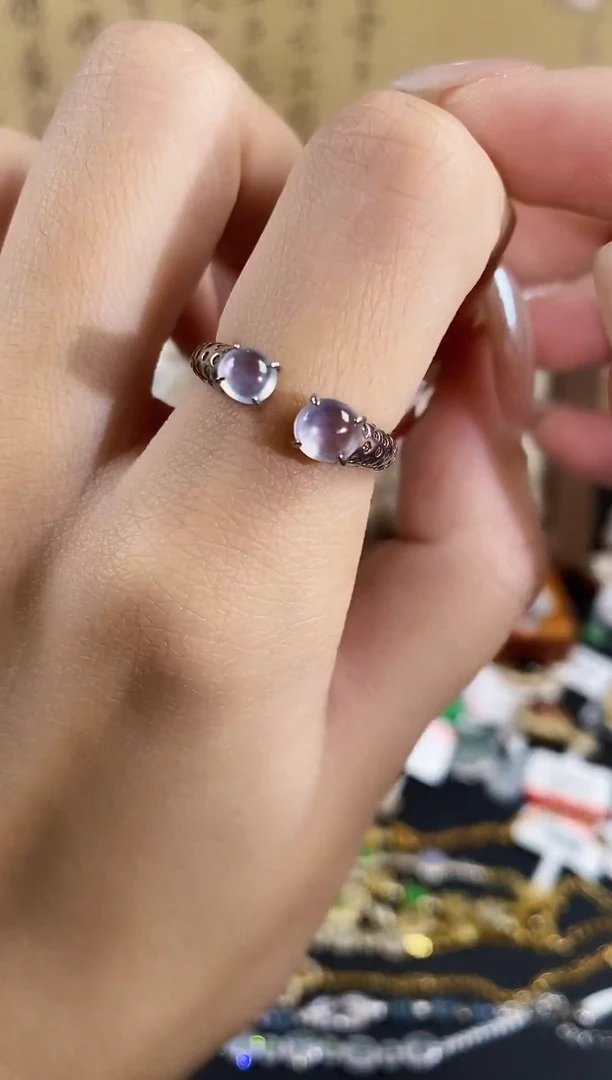 银S925镶嵌戒指翡翠天然A货翡翠104