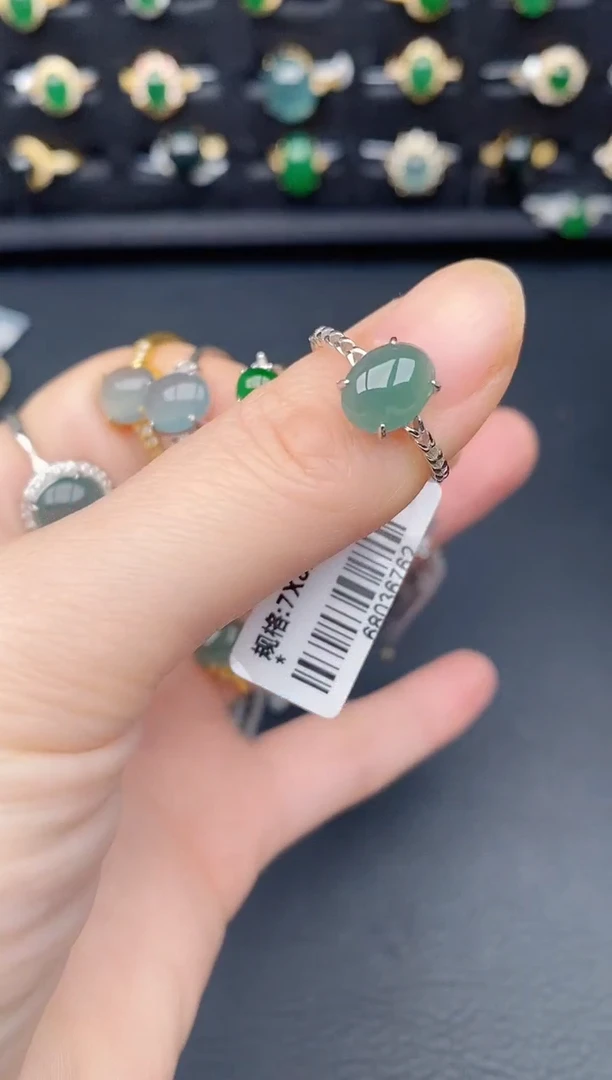 银S925镶嵌戒指翡翠天然a货翡翠8