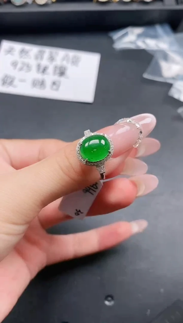 银S925镶嵌戒指翡翠11111111