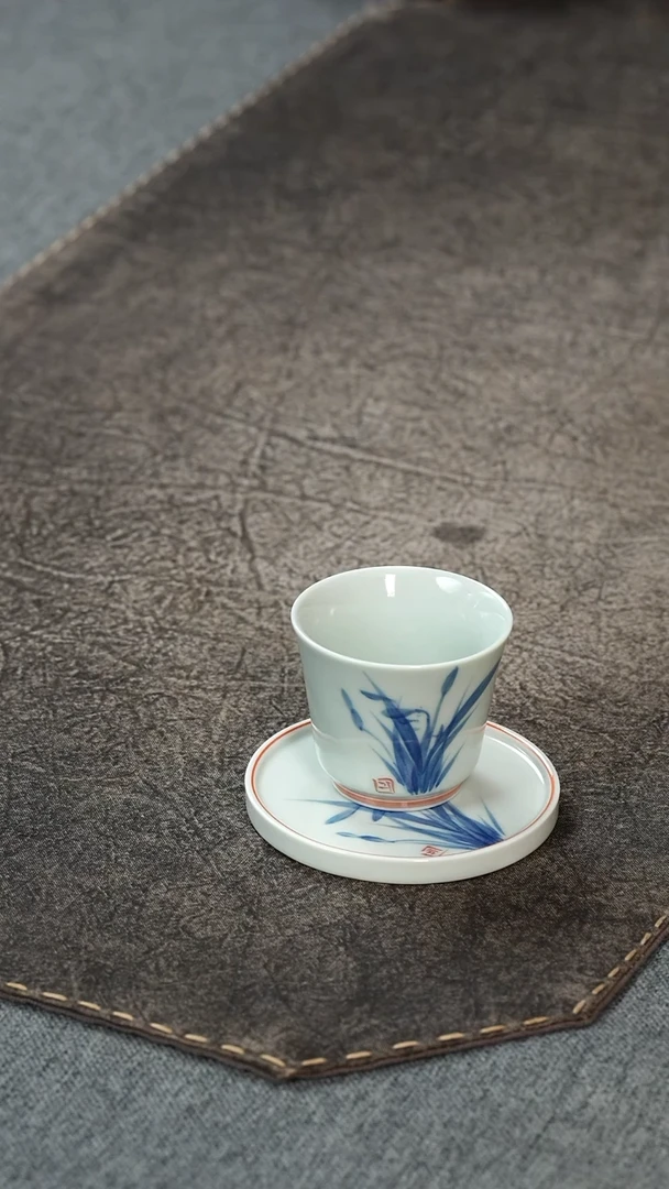 【闪购商品】紫砂茶宠手绘兰花瓷杯