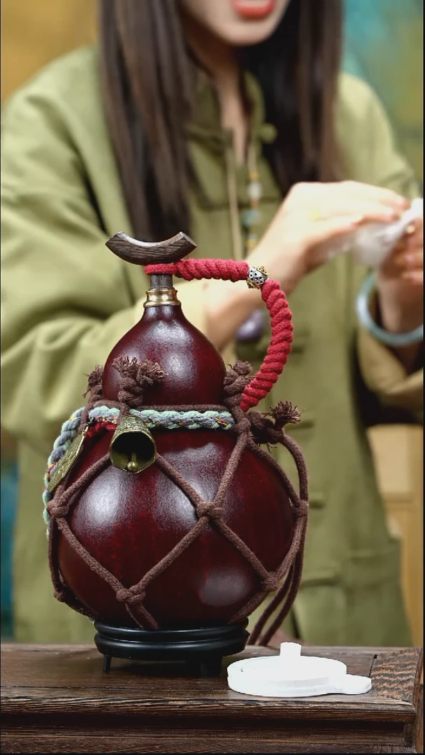 YW232复古网兜款天然酒葫芦（一物一拍）