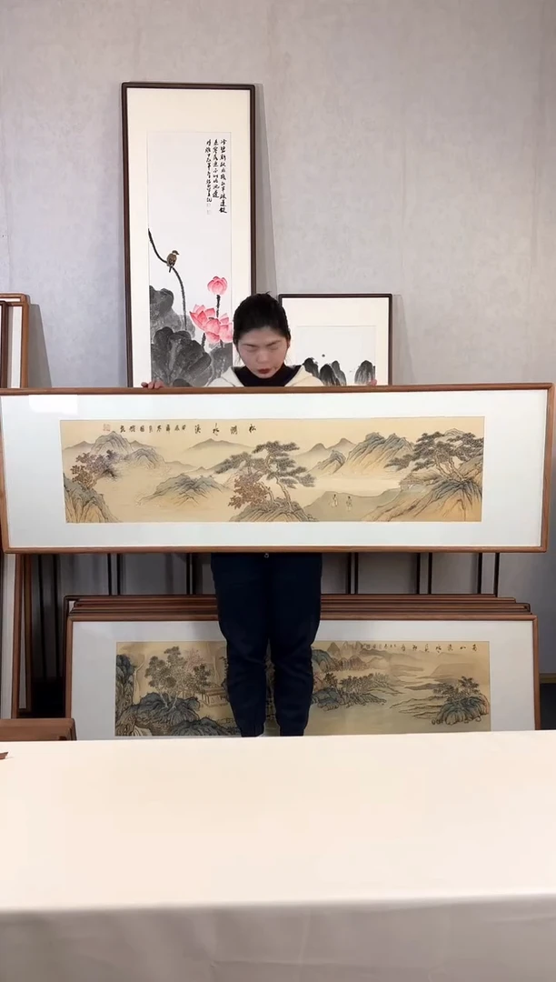 【闪购商品】国画手绘*松间水溪*52*172cm实木框